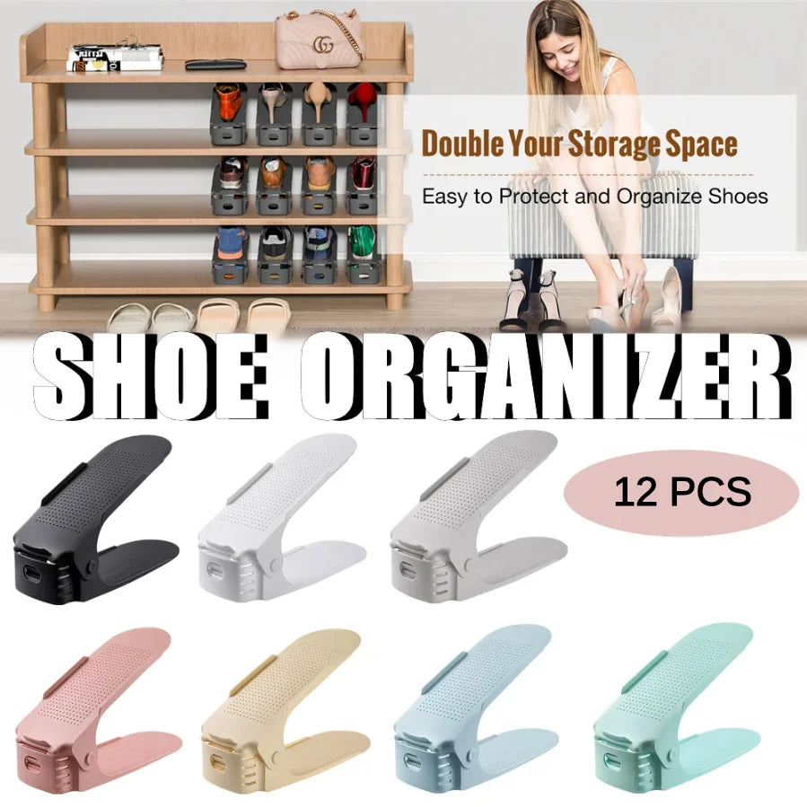 12Pcs StepSave Adjustable Shoe Organiser